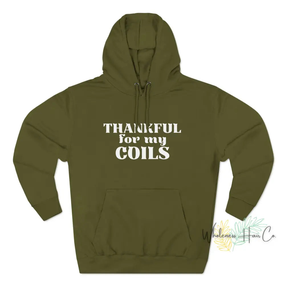 Thankful Coils Unisex Premium Pullover Hoodie Army Green / Xs