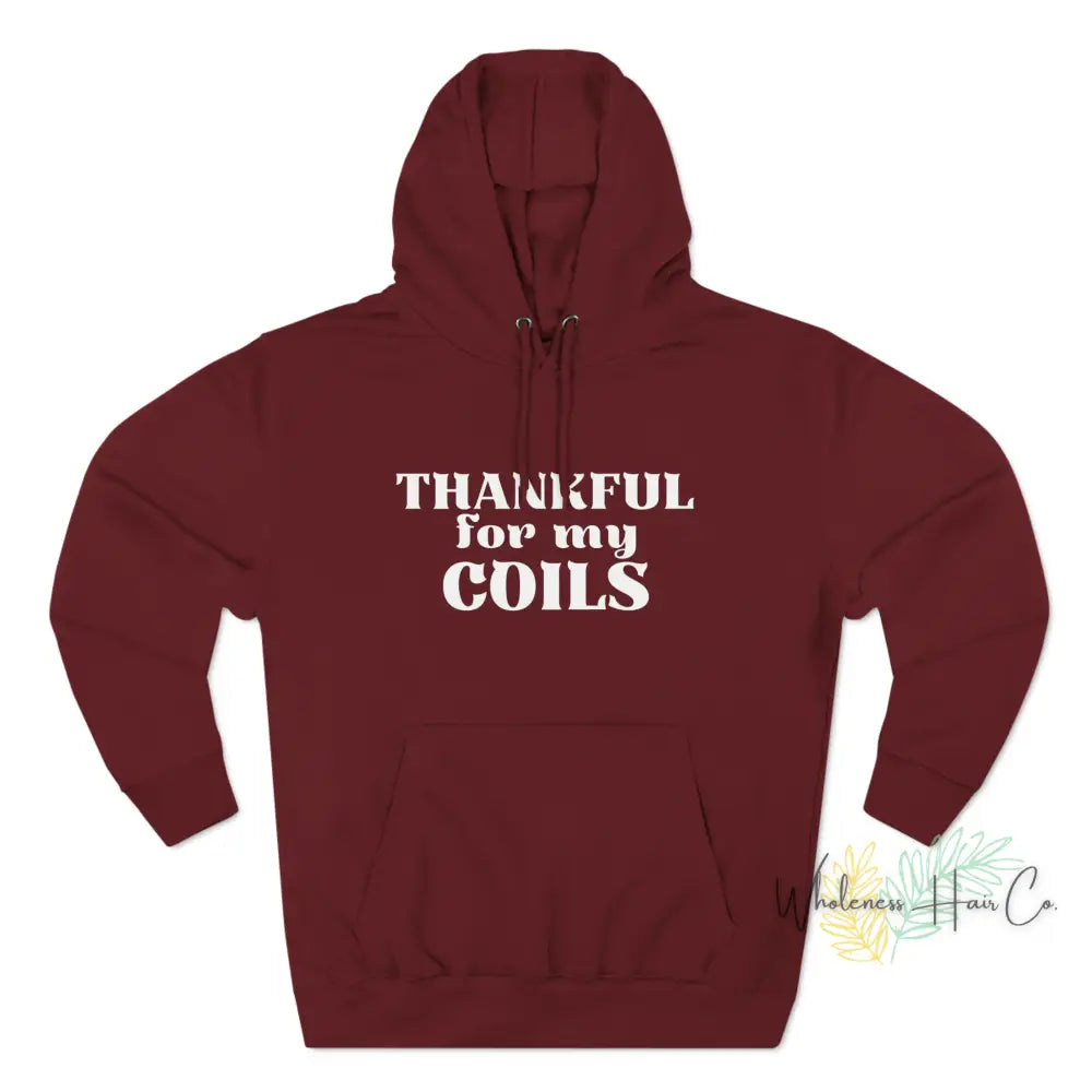 Thankful Coils Unisex Premium Pullover Hoodie Burgundy / Xs