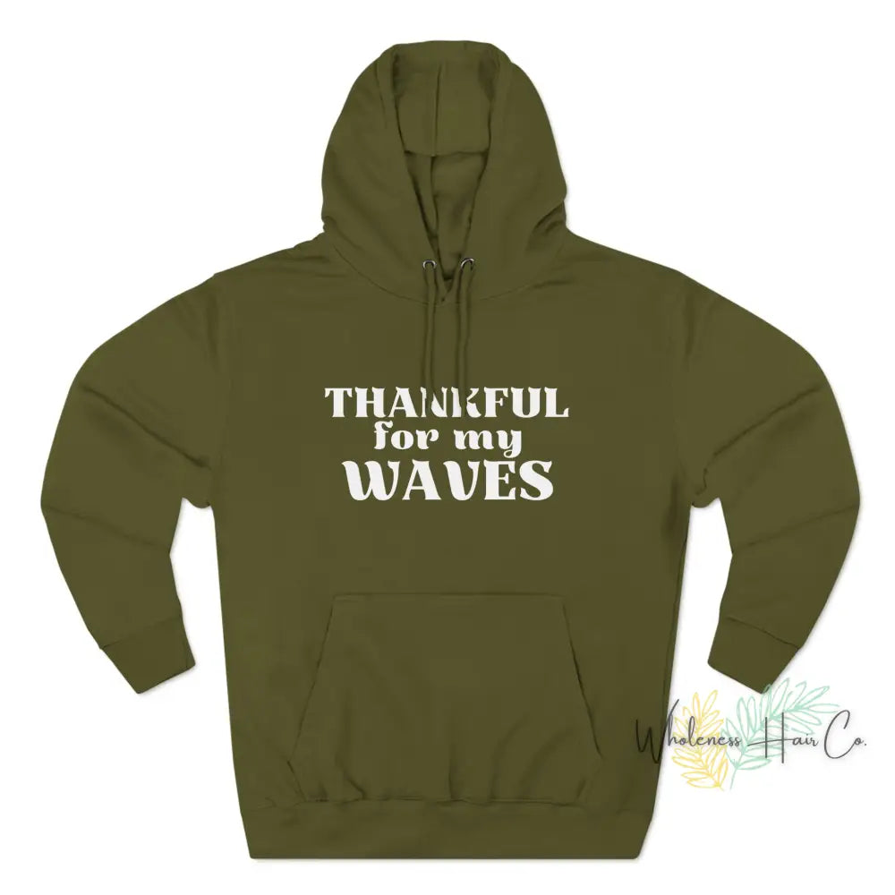 Thankful Waves Unisex Premium Pullover Hoodie Army Green / Xs